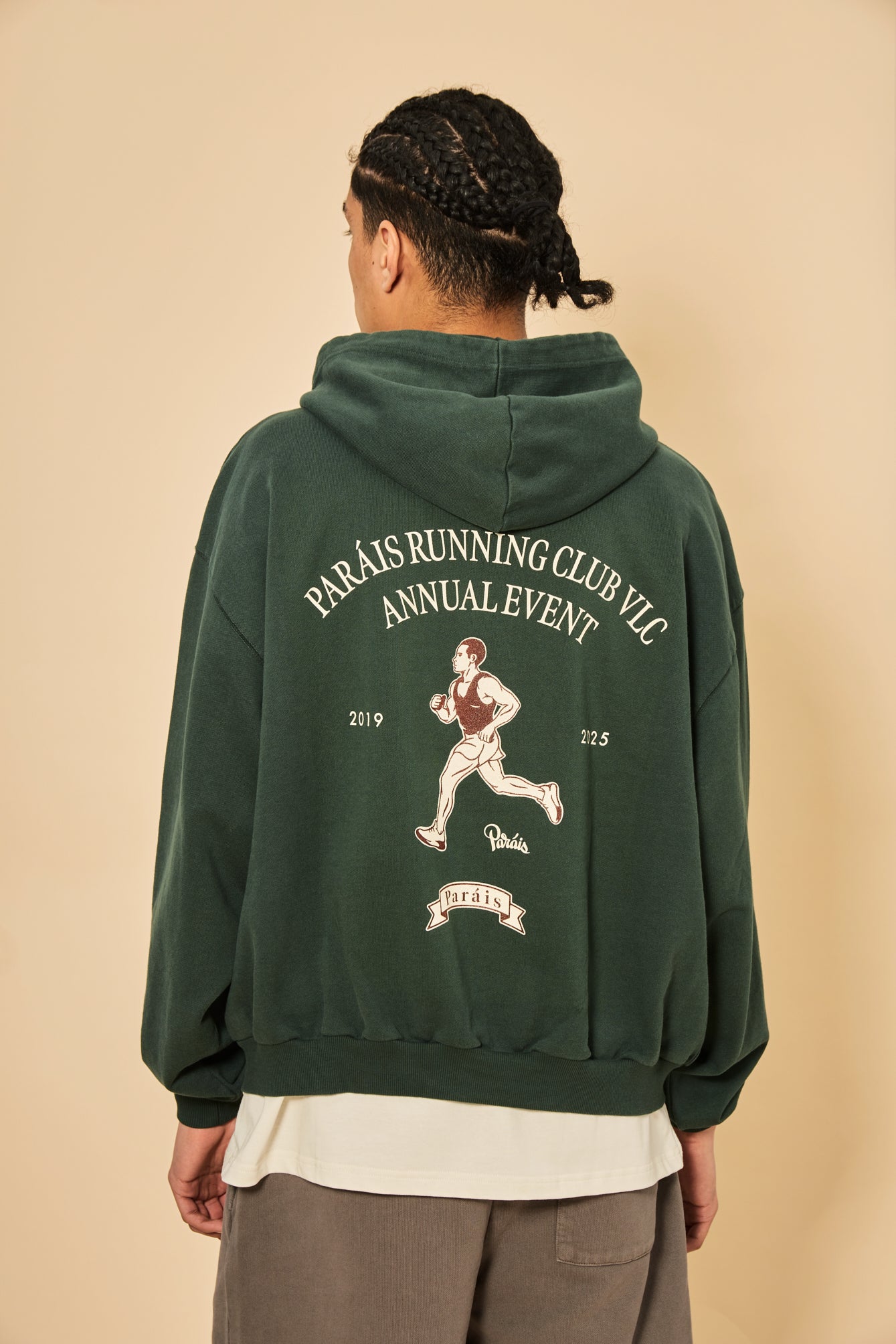 Paráis Running VLC Zipper Hoodie in Forest Green