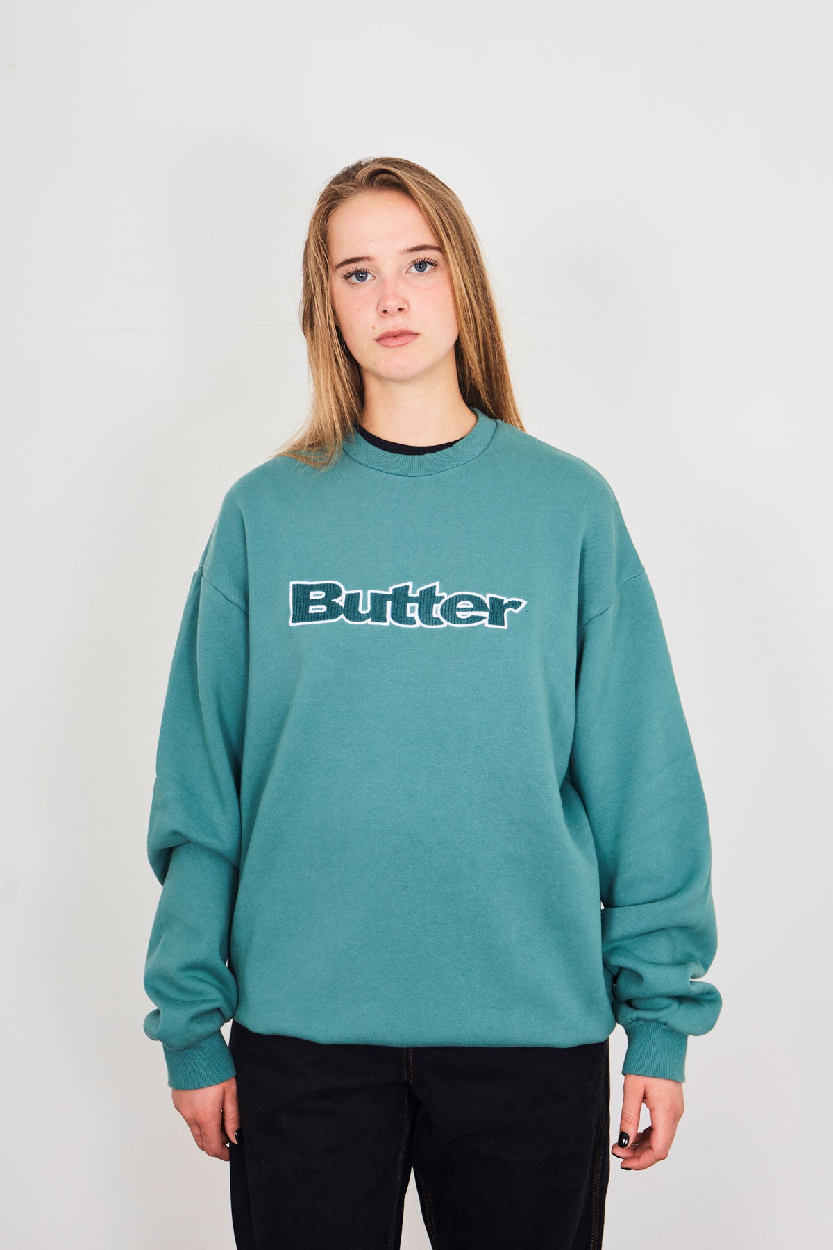 Butter Cord Logo Sweatshirt Jungle Green