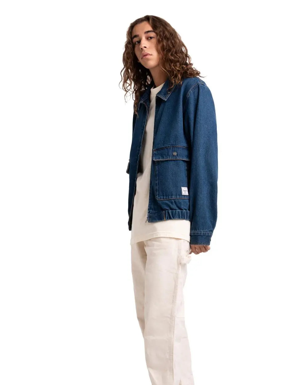 Herschel Denim Bomber Jacket Blue Washed