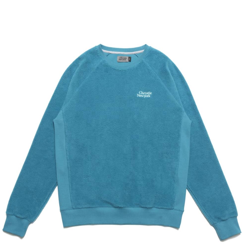 Chrystie NYC Reversed Fleece Classic Logo Crewneck Turquoise