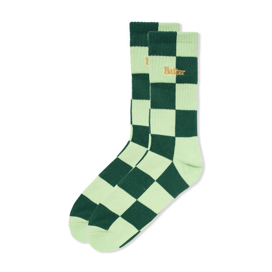 Butter Checkered Socks Pale Green / Army