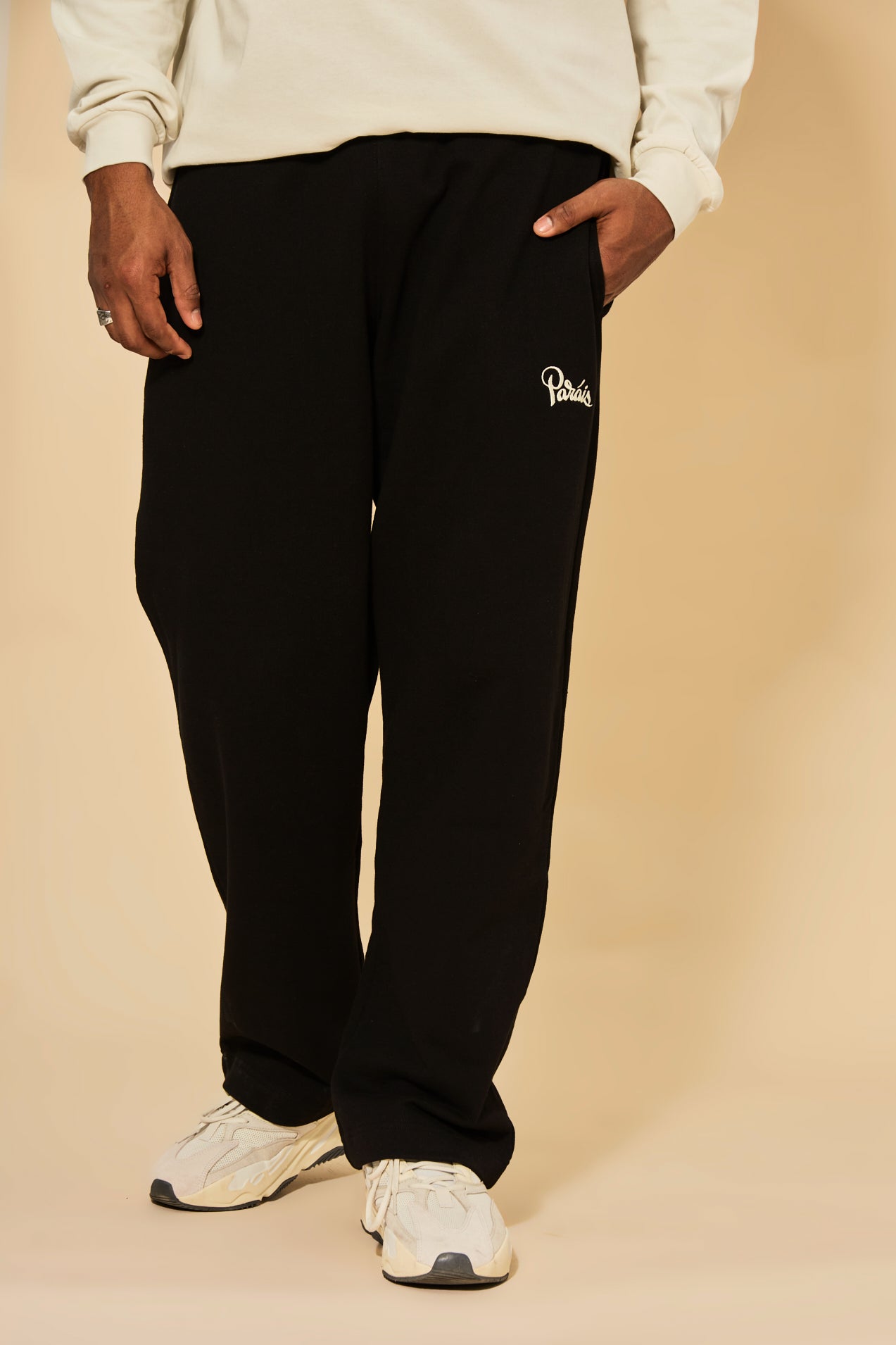 Paráis Straight Leg Cotton Sweat Pants in Black