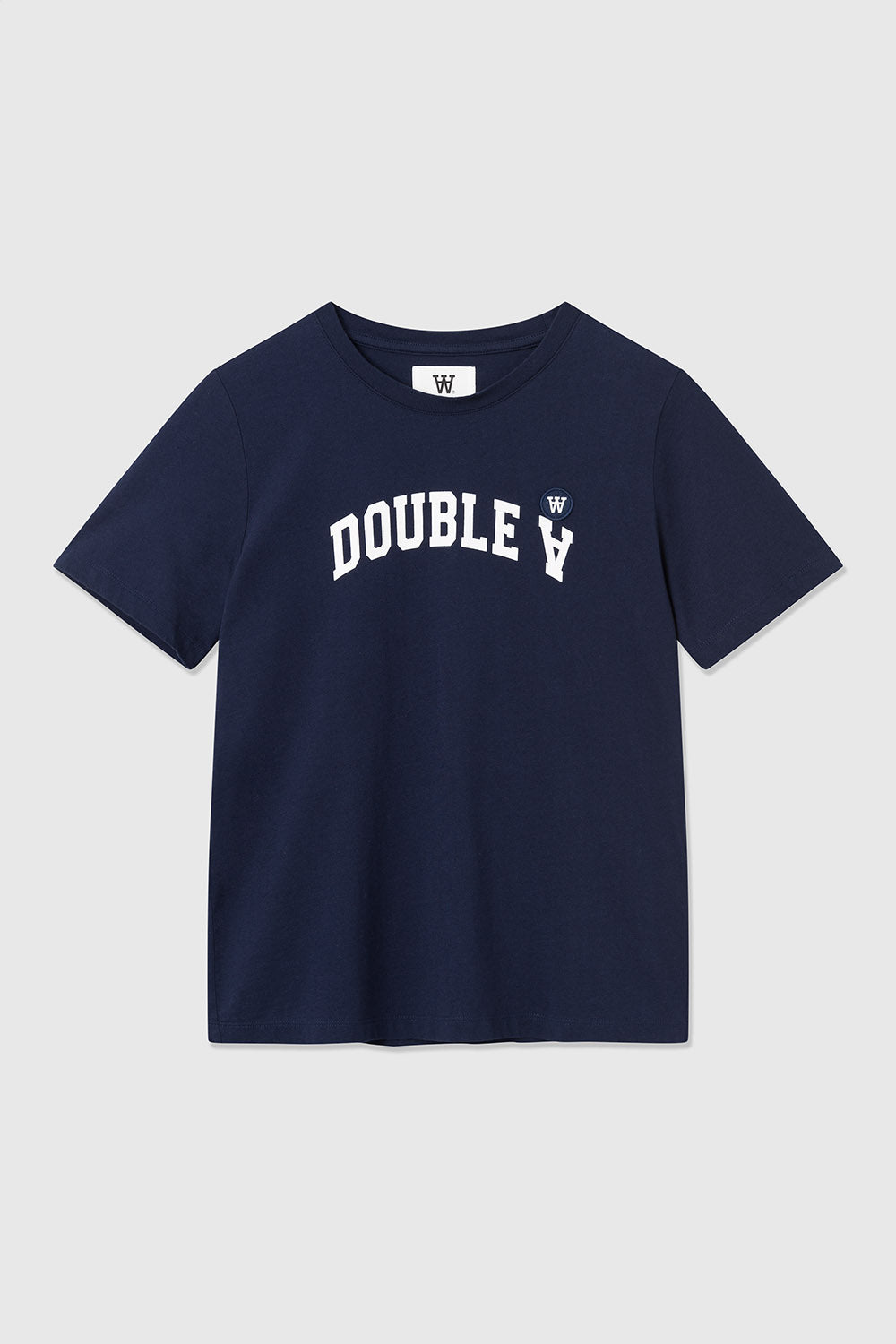 Double A by Wood Wood Mia Arch Script T-shirt Navy ( Women's)