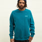 Chrystie NYC Reversed Fleece Classic Logo Crewneck Turquoise