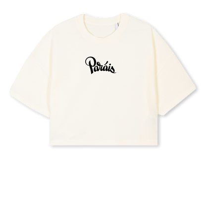 Paráis girls cropped oversized T-shirt Cream